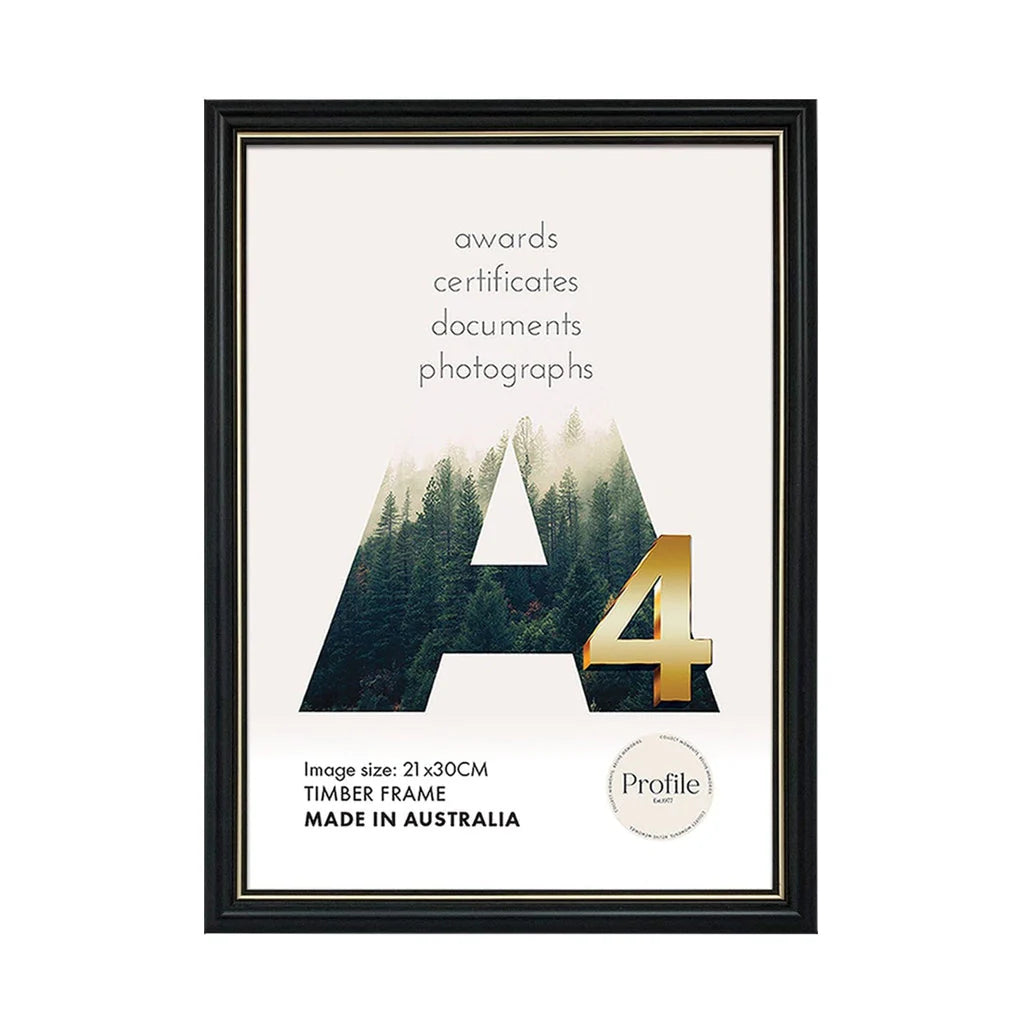 Black & Gold A4 Certificate Frame